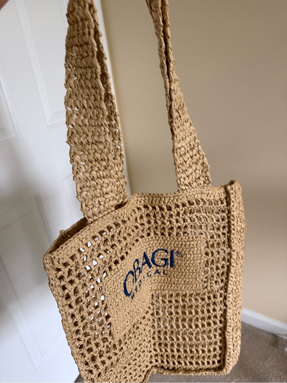 Crochet Tote Bag in Tan
